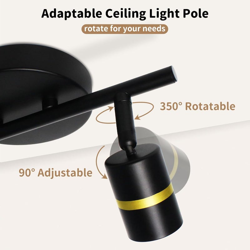 LTBLIGHT LED Track Lighting Fixtures, Rotatable Ceiling Light Kit, Flush Mount Matte Black Ceiling Spotlight, Track Lighting for Kitchen, Bedroom, Hallway, E26 Base, Bulbs Not Included (2-Light) - Image 4